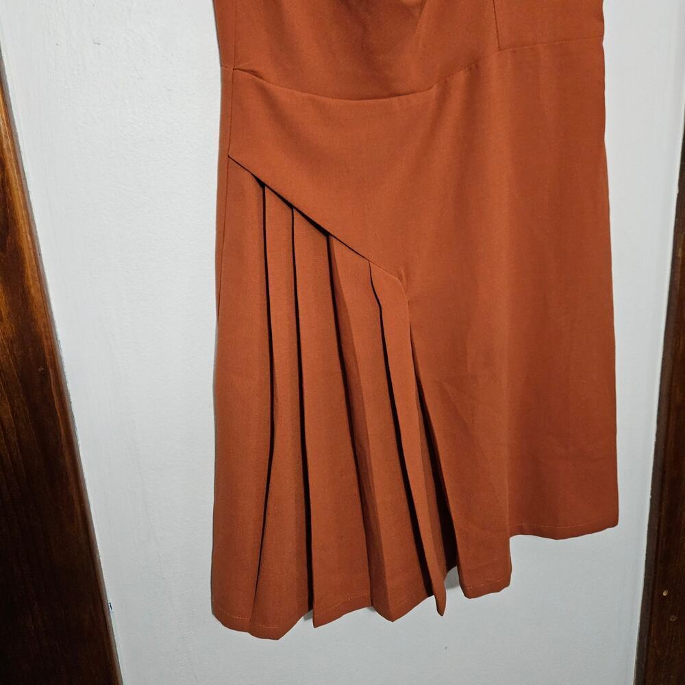 Anthropologie Louche Cowl Neck Pleated Orange Dress Sz 10 Medium 70s Vibes - Picture 4 of 6